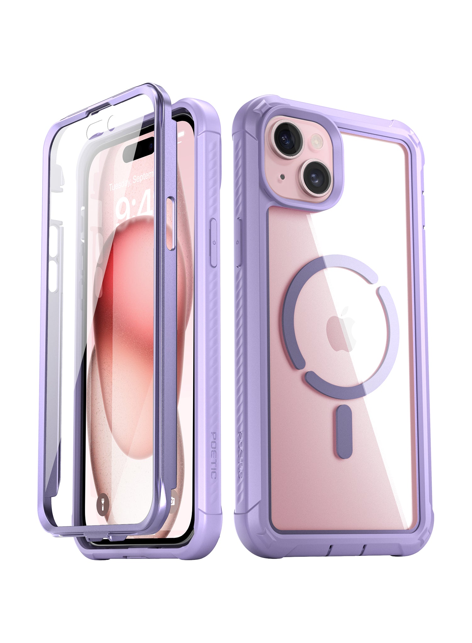 Poetic Guardian MagPro Case for iPhone 15 6.1 Inch,[Compatible with MagSafe][20 ft Mil-Grade Drop Tested] Full-Body Shockproof Rugged Clear Cover