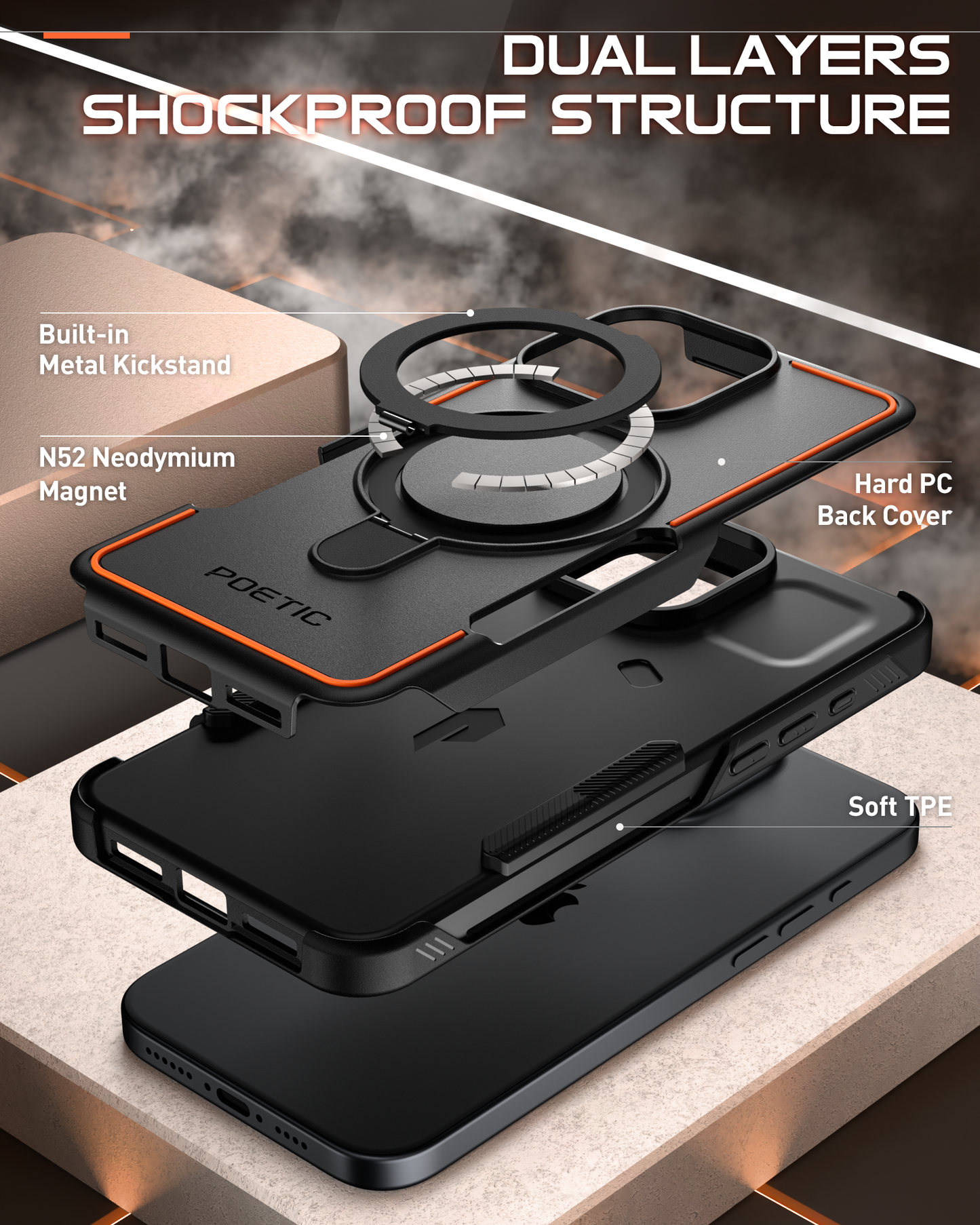 Apple iPhone 16 Pro Max Case with Ring Stand