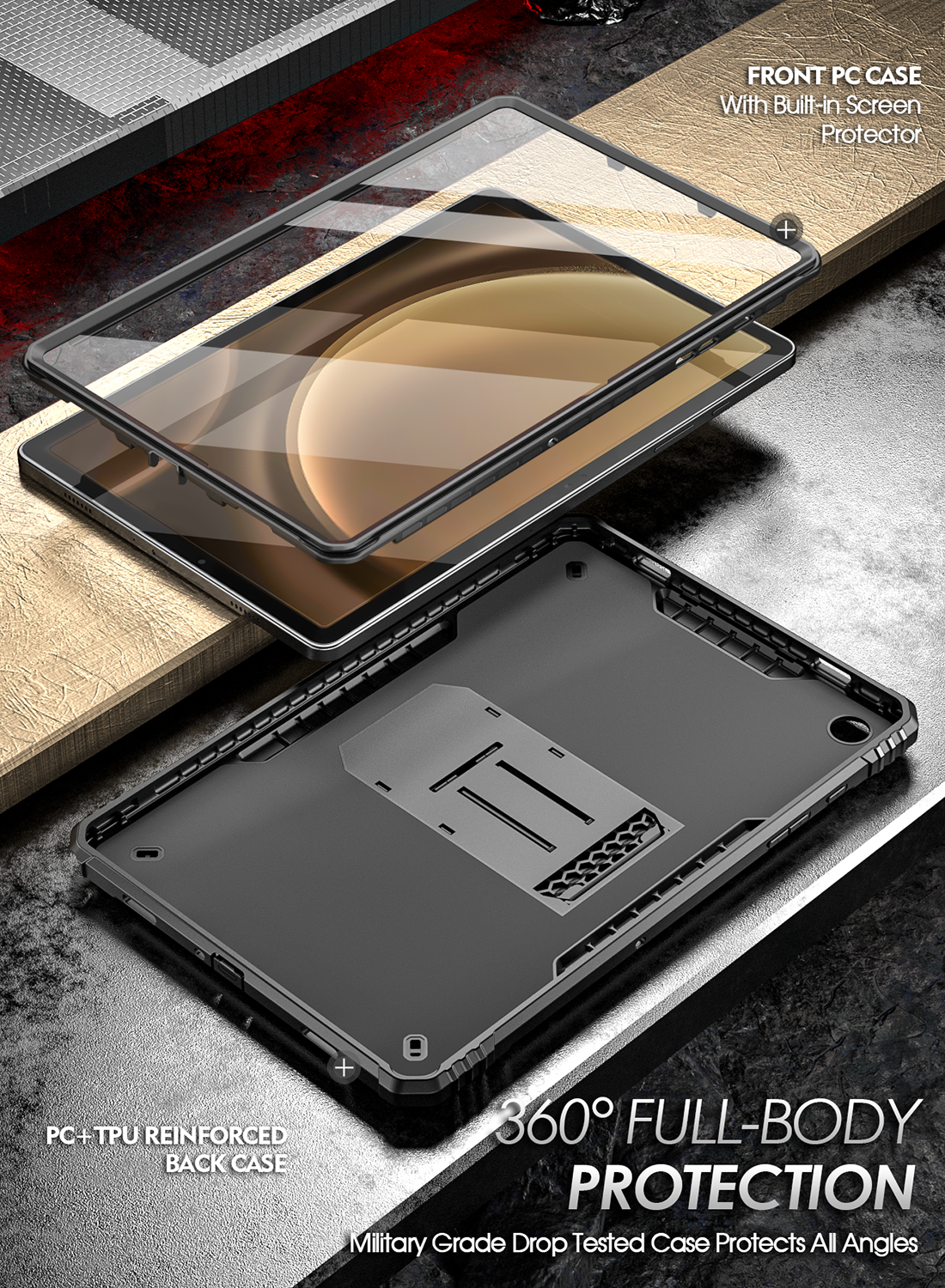 Samsung Galaxy Tab A9 Plus Cover Luxe Case Book Case avec protecteur d'écran  - Samsung