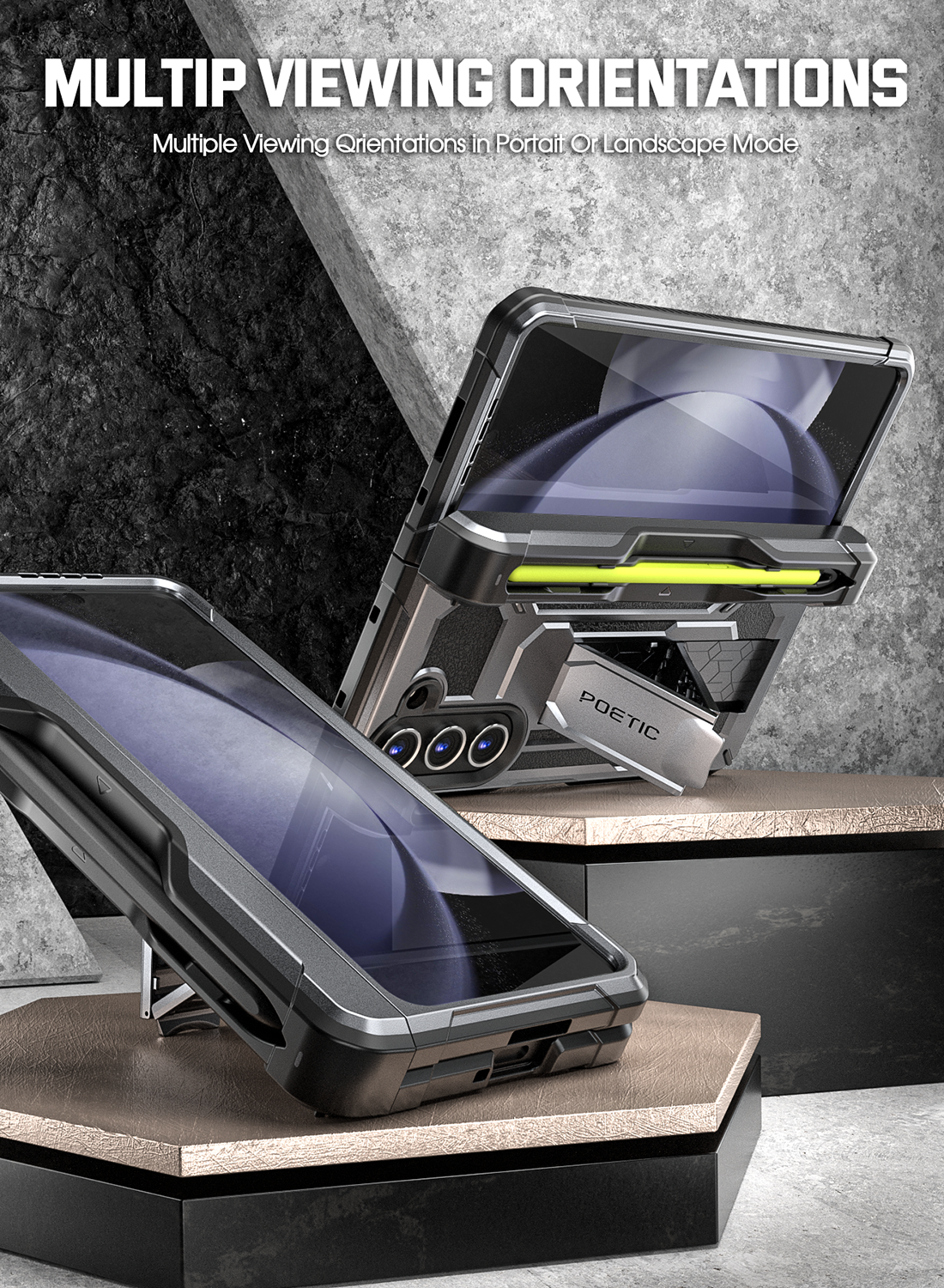 Samsung - Galaxy Z Fold5 Standing Case with Strap - Graphite