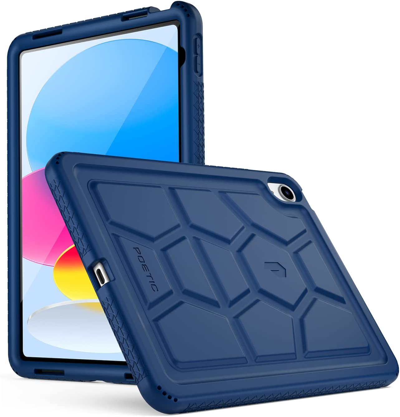 Poetic TurtleSkin Case for iPad Pro 12.9 5th Gen 2021, Heavy Duty Silicone Case, Kids Friendly, Navy Blue